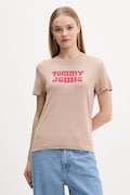 Μπλουζάκι Tommy Jeans χρώμα: καφέ, DW0DW21956