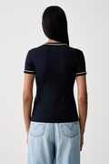 Lacoste T-shirt damski z bawełną granatowy TF5289