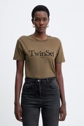 Twinset t-shirt bawełniany damski kolor zielony 252TT2320