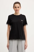 Twinset t-shirt bawełniany damski kolor czarny 252TT231A