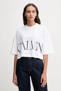 Bombažna kratka majica Calvin Klein Jeans ženska, bela barva, LV047D206G