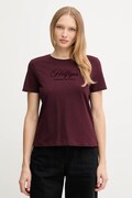 Bavlněné tričko Tommy Hilfiger dámské, vínová barva, WW0WW46120
