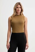 Calvin Klein kamizelka damski kolor brązowy z półgolfem LV044D316G