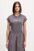 Bavlněné tričko adidas Essentials Linear dámské, fialová barva, JC8236