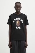 Βαμβακερό μπλουζάκι A Bathing Ape College χρώμα: μαύρο, 001TEL302001L