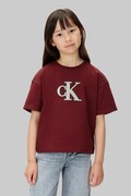 Дитяча бавовняна футболка Calvin Klein Jeans колір бордовий IG0IG03040