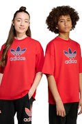 Детска памучна тениска adidas Originals в червено с принт JV8556