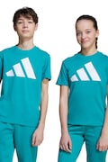 Дитяча бавовняна футболка adidas колір бірюзовий з принтом JV9885