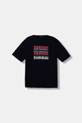 Napapijri t-shirt bawełniany dziecięcy S-ADIGE kolor granatowy z nadrukiem NP0A88ZW1761