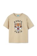 Kenzo Kids t-shirt bawełniany dziecięcy kolor beżowy z nadrukiem K61505