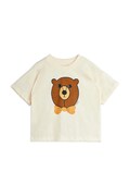 Mini Rodini t-shirt bawełniany dziecięcy Bear kolor beżowy z nadrukiem 25720107