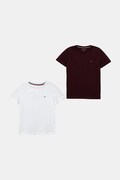 Tommy Hilfiger t-shirt bawełniany dziecięcy 2-pack kolor bordowy gładki UK0UK00073