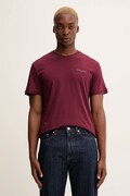 Bavlněné tričko Tommy Jeans pánské, vínová barva, s potiskem, DM0DM21780