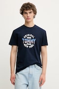 Bavlněné tričko Tommy Jeans pánské, tmavomodrá barva, s potiskem, DM0DM21913