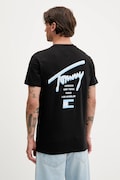 Памучна тениска Tommy Jeans в черно с принт DM0DM21934