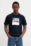 BOSS Orange tricou din bumbac culoarea bleumarin, cu imprimeu, 50546381