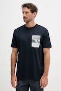 BOSS Orange tricou din bumbac culoarea bleumarin, cu imprimeu, 50546920