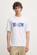 Hugo Blue t-shirt bawełniany męski kolor biały z nadrukiem 50543485