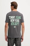 Pamučna majica Tommy Jeans boja: siva, s tiskom, DM0DM21989