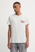 Bavlněné tričko Tommy Jeans pánské, šedá barva, s potiskem, DM0DM22049