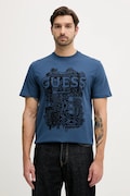 Guess t-shirt bawełniany męski kolor niebieski wzorzysty M5YI13 I3Z14
