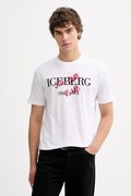 Iceberg t-shirt bawełniany męski kolor biały z nadrukiem F010 6325