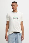 Iceberg t-shirt bawełniany męski kolor beżowy z nadrukiem F010 6325