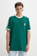 Βαμβακερό μπλουζάκι adidas Originals 3-Stripes ανδρικό, χρώμα: πράσινο, KA0471