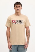 Bavlněné tričko Diesel T-NORM-T6 pánské, béžová barva, s potiskem, A19436.0PLAT