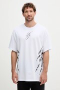 PLEIN SPORT tricou din bumbac culoarea alb, cu imprimeu, FAEC MTK8358 STE001N