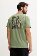 The North Face tricou din bumbac culoarea verde, cu imprimeu, NF0A8EE9BO91