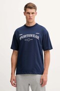 Hummel t-shirt bawełniany męski kolor niebieski z nadrukiem 229841