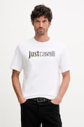 Just Cavalli tricou din bumbac culoarea alb, cu imprimeu, 79OAHT16 CJ500