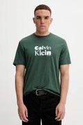 Bavlnené tričko Calvin Klein pánske, zelená farba, s potlačou, LV04RD820G