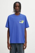 Napapijri t-shirt bawełniany Napapijri x Martine Rose męski kolor niebieski z nadrukiem NP0A4HEWBE11