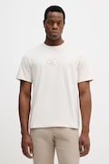 Bavlnené tričko Calvin Klein Jeans pánske, béžová farba, s nášivkou, LV04RD253G