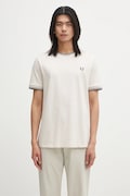 Бавовняна футболка Fred Perry колір бежевий однотонна M1588V