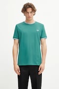 Бавовняна футболка Fred Perry колір зелений однотонна M1588V