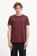 Бавовняна футболка Fred Perry колір бордовий однотонна M1588V