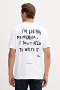 Karl Lagerfeld Jeans tricou din bumbac culoarea alb, cu imprimeu, A4M17027