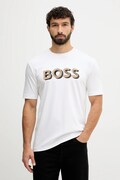 Bavlněné tričko BOSS pánské, bílá barva, s potiskem, 50551902