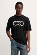 Hugo Blue pamut póló fekete, nyomott mintás, 50549155