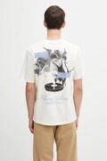 Filling Pieces t-shirt bawełniany Grammophone męski kolor beżowy z nadrukiem 422520500236