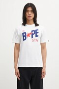 A Bathing Ape t-shirt bawełniany męski kolor biały z nadrukiem 001TEL301022M