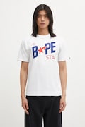 A Bathing Ape t-shirt bawełniany męski kolor biały z nadrukiem 001TEL301022M