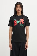 A Bathing Ape t-shirt bawełniany męski kolor czarny z nadrukiem 001TEL301022M