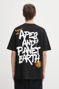 AAPE t-shirt bawełniany Basic męski kolor czarny z nadrukiem AAPTEM1644XXO