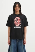 A Bathing Ape t-shirt bawełniany Palm Tree Camo męski kolor czarny z nadrukiem 1L30110341