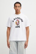 A Bathing Ape t-shirt bawełniany Multi Logo College męski kolor biały z nadrukiem 1L30110358