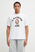 A Bathing Ape t-shirt bawełniany Multi Logo College męski kolor biały z nadrukiem 1L30110358